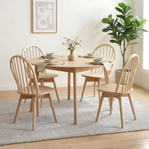 Swivel Windsor Dining Chairs Set of 2 with Solid Rubber Wood Frame-Natural view 3