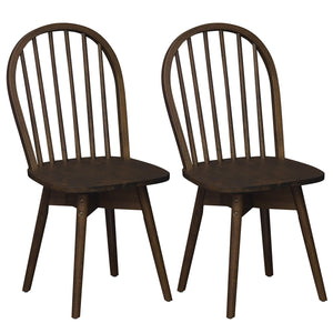 Swivel Windsor Dining Chairs Set of 2 with Solid Rubber Wood Frame-Walnut
