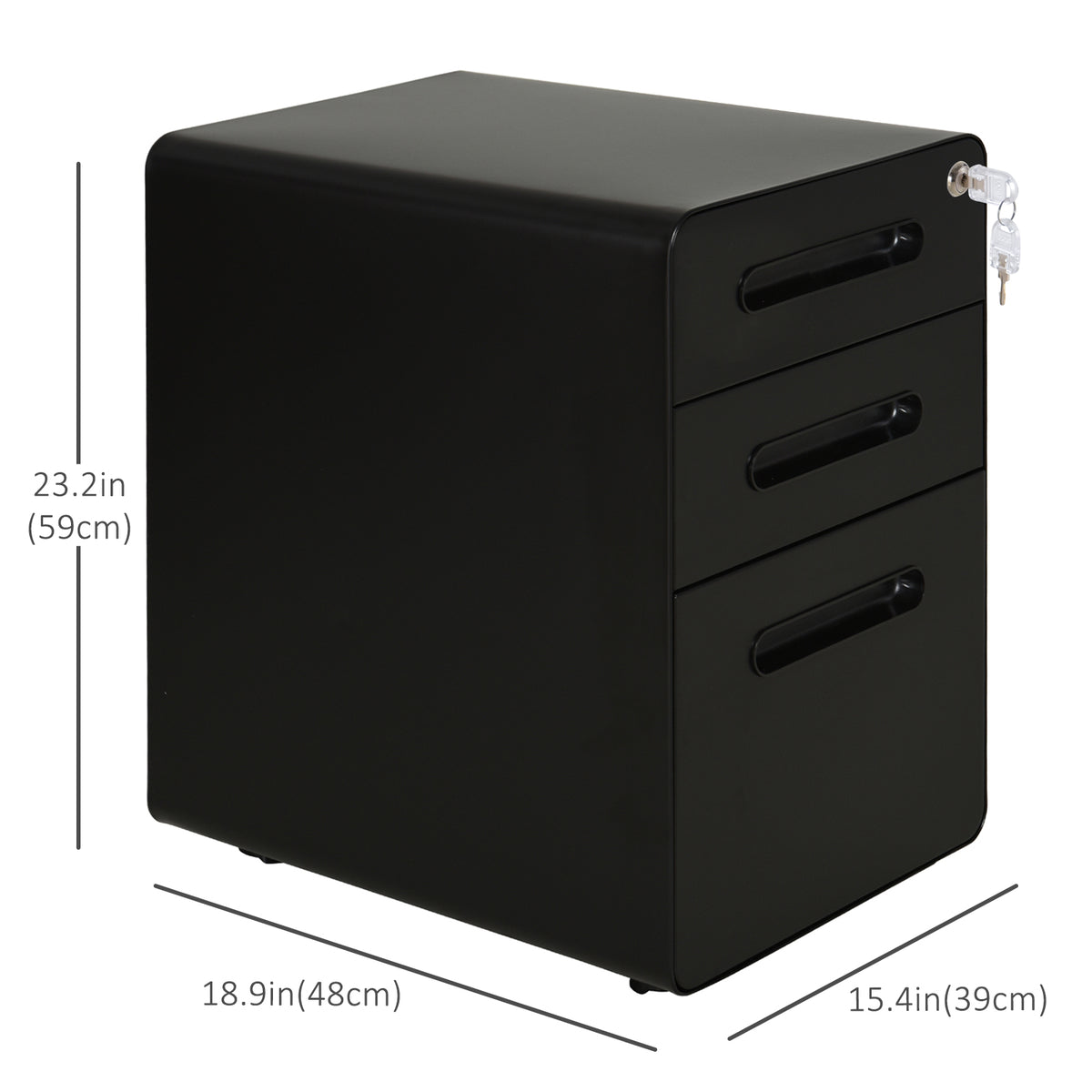 Lockable File Cabinet, Steel Filing Cabinet on Wheels for Legal, A4, Letter Size, Home Office