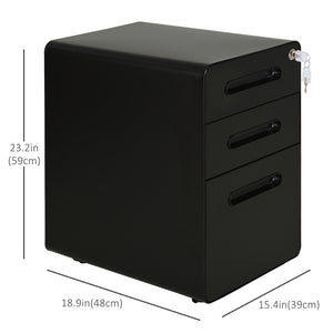Lockable File Cabinet, Steel Filing Cabinet on Wheels for Legal, A4, Letter Size, Home Office