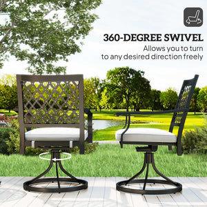 Outdoor Patio Chairs Set of 2, Metal Swivel Rocker Chairs with Cushion and Armrests for Backyard, Garden, Patio