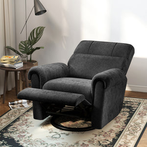 Power Recliner Chair, Fabric Upholstered Recliner Chair with USB Ports, Swivel and Rocking Function – view 7