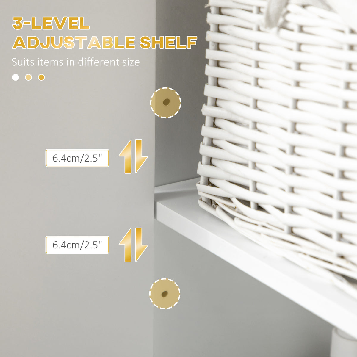 Tall Bathroom Storage Cabinet, Modern Narrow Bathroom Cabinet with Diamond Chevron Pattern and Adjustable – view 11
