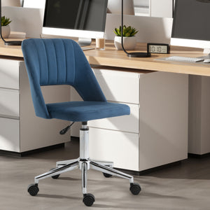 Mid Back Office Chair Velvet Fabric Swivel Scallop Shape Computer Desk Chair, Green – view 35