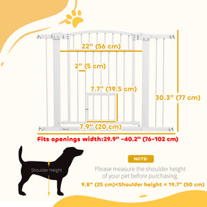 30"-41" Extra Wide Pet Gate with Small Door, 30" H Dog Gate with 3-Inch and 5.5-Inch Extension Kit