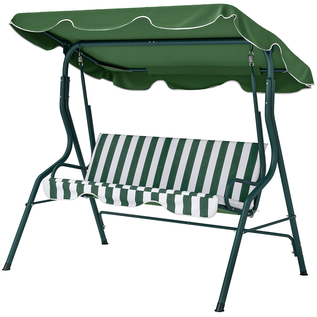 Outdoor Porch Swing with Adjustable Canopy, 3-Seater Patio Swing Chair with Cushion, Black – view 15