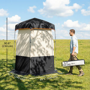 Camping Shower Tent, Portable Privacy Shelter with Solar Shower Bag, Removable Floor and Carrying Bag, Black – view 2