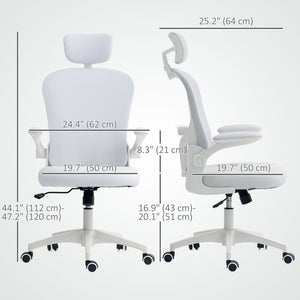 Office Chair, Mesh Computer Desk Chair with Adjustable Headrest, 4D Lumbar Support, Flip-up Arm, Grey – view 16