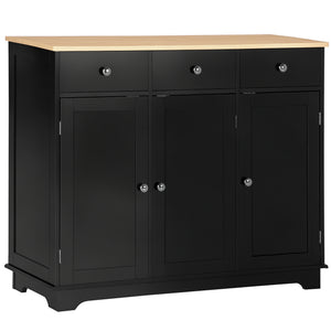 Modern Sideboard, Buffet Cabinet with Storage Cabinets, Drawers and Adjustable Shelves for Living Room, Black