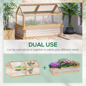 Raised Garden Flower Bed Kit with Greenhouse, Wooden Cold Frame Planter with Open Roofs, 48" x 24" x 32" – view 3