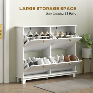 Modern Shoe Storage Cabinet, Narrow Shoe Cabinet with 4 Flip Drawers, Adjustable Shelves – view 10