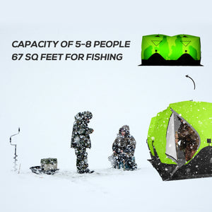 5-8 Person Insulated Ice Fishing Tent Shelter with Ventilation Windows and Carry Bag, for -22℉, Blue