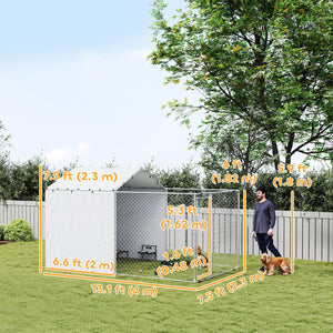 Galvanized Steel Dog Kennel Outdoor with Waterproof & UV-Resistant Cover for Large Dogs, 13.1' x 7.5' x 7.5' – view 2