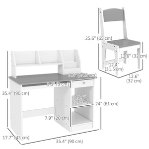 Qaba Kids Desk and Chair Set for 5-8 Year Old with Storage, Study Table and Chair for Children