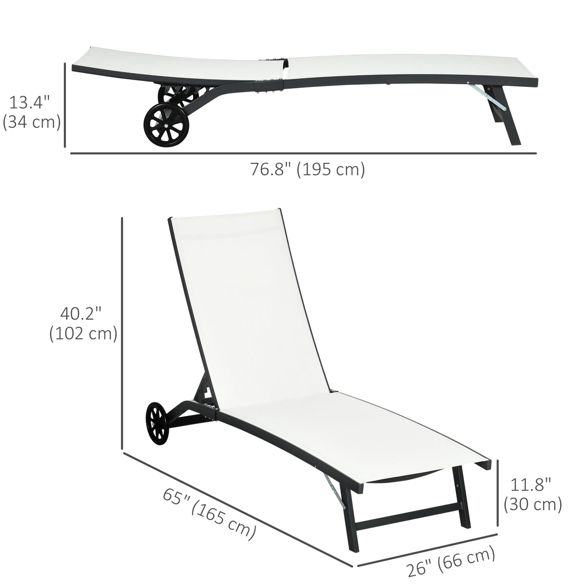 Outdoor Lounge Chair Set of 2, Tanning Chair with Wheels, Breathable Mesh for Patio, Backyard, Poolside – view 9