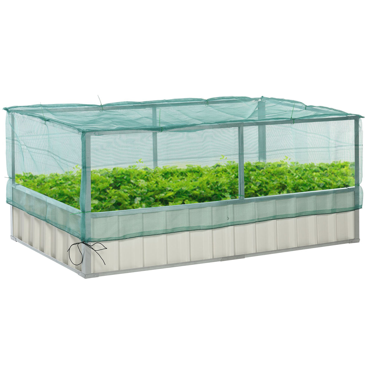 Raised Garden Bed, 5.7 x 3 x 2.3ft Steel Planter Box Outdoor with Cover, Gloves, Dark Grey – view 8