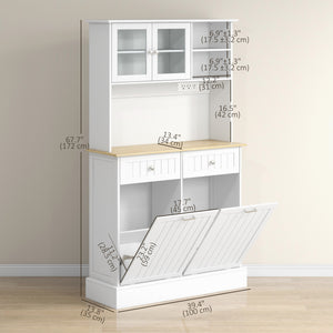 Kitchen Cabinet with Charging Station, 2 Tilt Out Cabinets, Microwave Stand – view 16