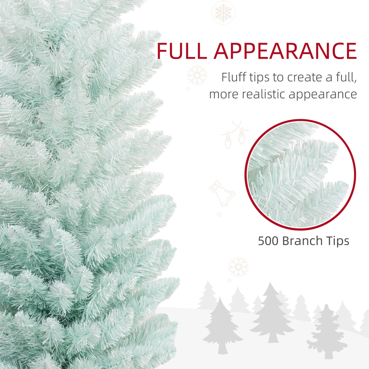 7' PVC Slim Pencil Artificial Christmas Tree 500 Branch Tips