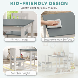 Qaba Kids Table and Chairs Set, Toddler Table and 2 Chair Set for Activity, Art, Craft, Reading, Learning