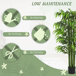 5.3ft Artificial Tree Set of 2, Indoor Fake Bamboo with Pot, for Home, Office, and Living Room Decor