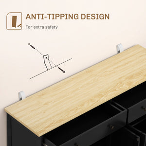 Modern Sideboard, Buffet Cabinet with Storage Drawers, Adjustable Shelves for Living Room, Dining Room, Entryway, Black