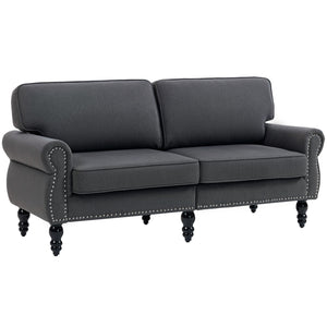Stylish Midback Double Sofa with Sponge Padding, 2 Seater Sofa Couch, with Rubber Wood Leg, Grey