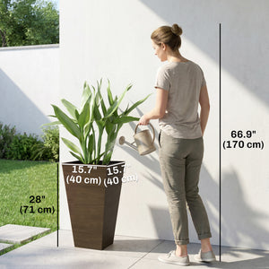 Tall Planter for Outdoor Plants Set of 3, 28 Inch Taper Planter with Drainage Holes, Bronze – view 9