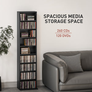 Media Storage Cabinet, 9-Tier Tall Narrow DVD Shelf with 6 Adjustable Shelves, Black – view 3