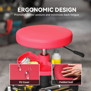 Rolling Garage Stool, 300 LBS Capacity Mechanic Stool with 2.5" Wheels, Tool Trays Storage – view 5