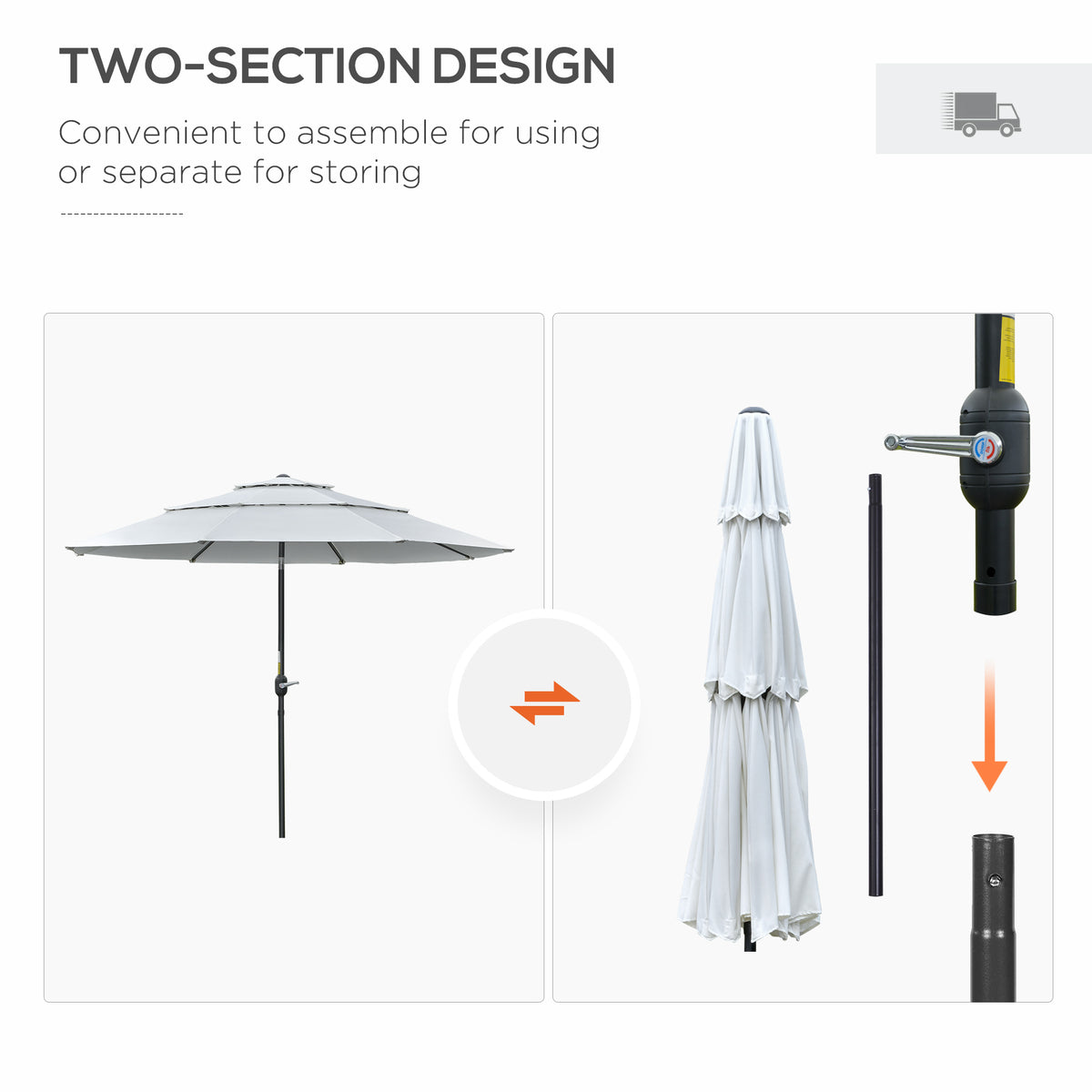 9FT 3 Tiers Patio Umbrella Outdoor Market Umbrella with Crank, Push Button Tilt for Deck – view 5