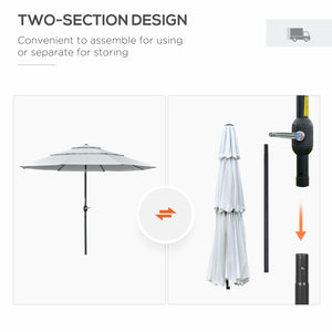 9FT 3 Tiers Patio Umbrella Outdoor Market Umbrella with Crank, Push Button Tilt for Deck – view 5