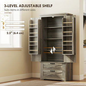 Farmhouse Kitchen Pantry Storage Cabinet, 64" Freestanding Kitchen Pantry Cabinet with Drawers – view 19