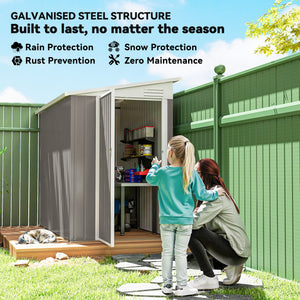 4' x 8' Outdoor Storage Shed Lean to Shed Outdoor Metal Tool Shed with Lockable Door and Air Vents – view 3
