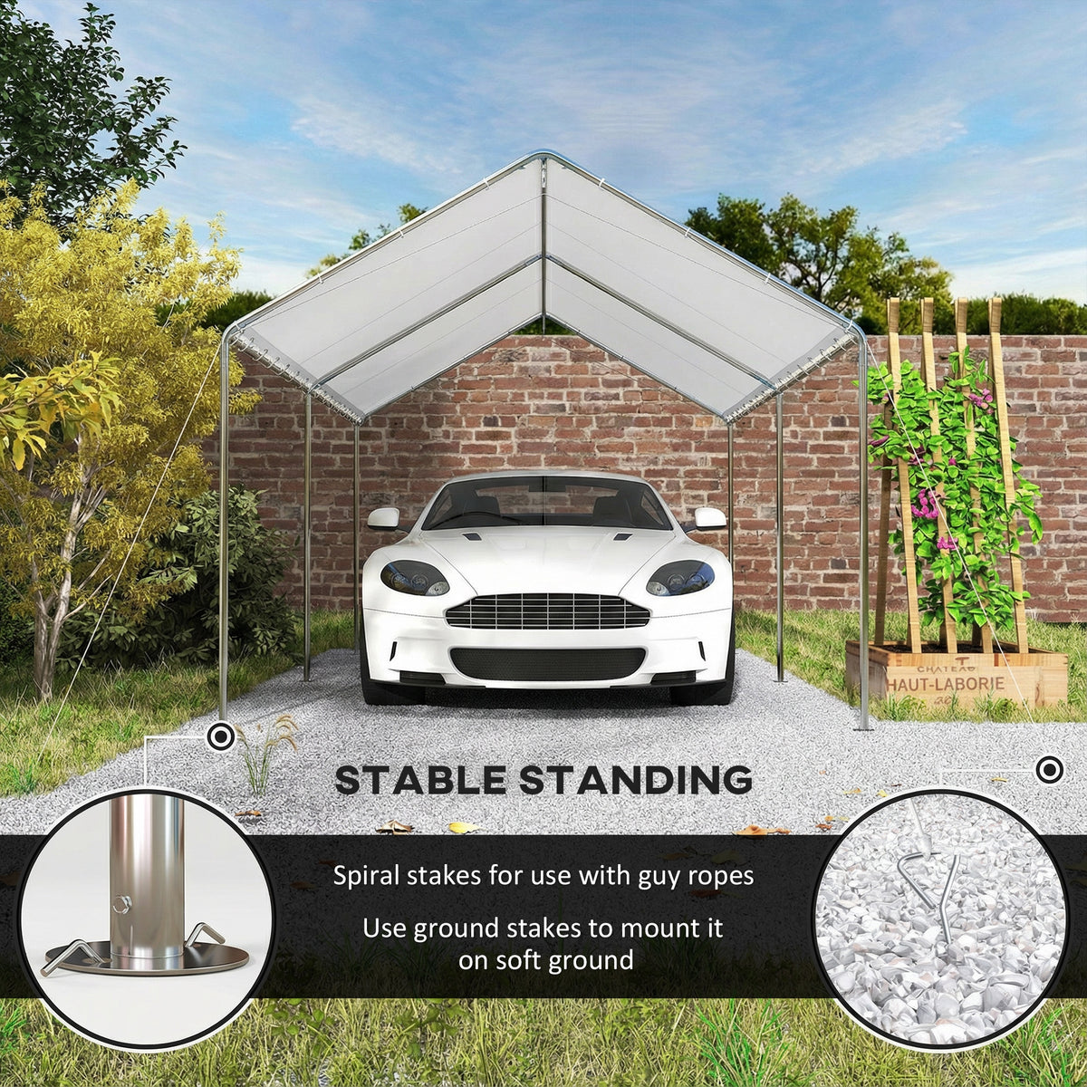10' x 20' Carport Heavy Duty Galvanized Car Canopy with Included Anchor Kit, 3 Reinforced Steel Cables – view 5
