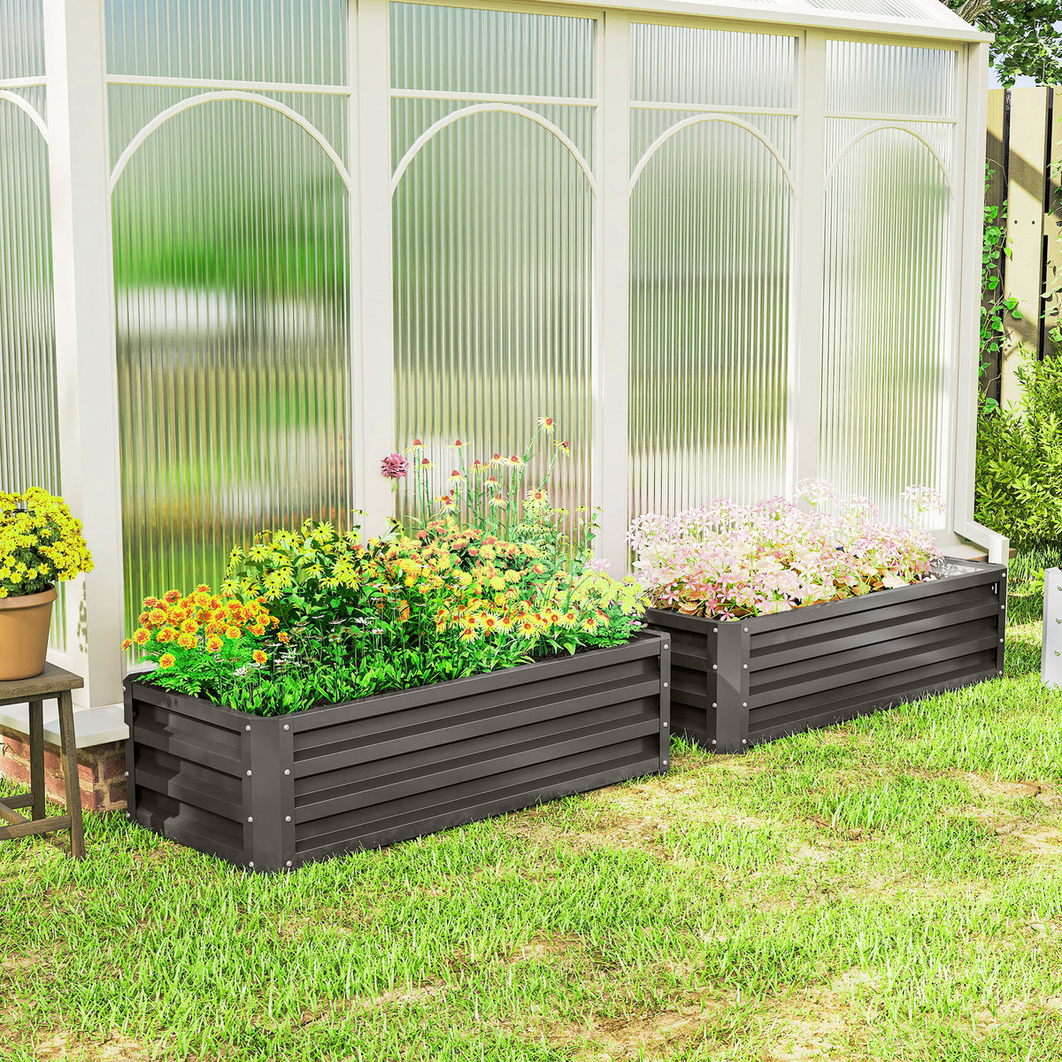 Galvanized Raised Garden Beds, Outdoor Planter Box, Set of 2, for Flowers, Herbs and Vegetables, Black – view 14
