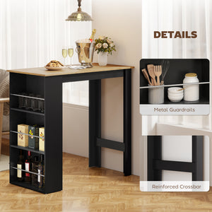 Bar Table Counter Height Dining Table with 3 Storage Shelves for Kitchen, Dining Room, Living Room, Natural