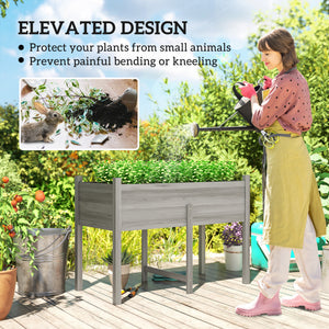 Wooden Raised Planter Box with Drain Holes for Vegetables, Flowers, Outdoor Garden Bed, 45.3x21.7x31.5inch – view 3