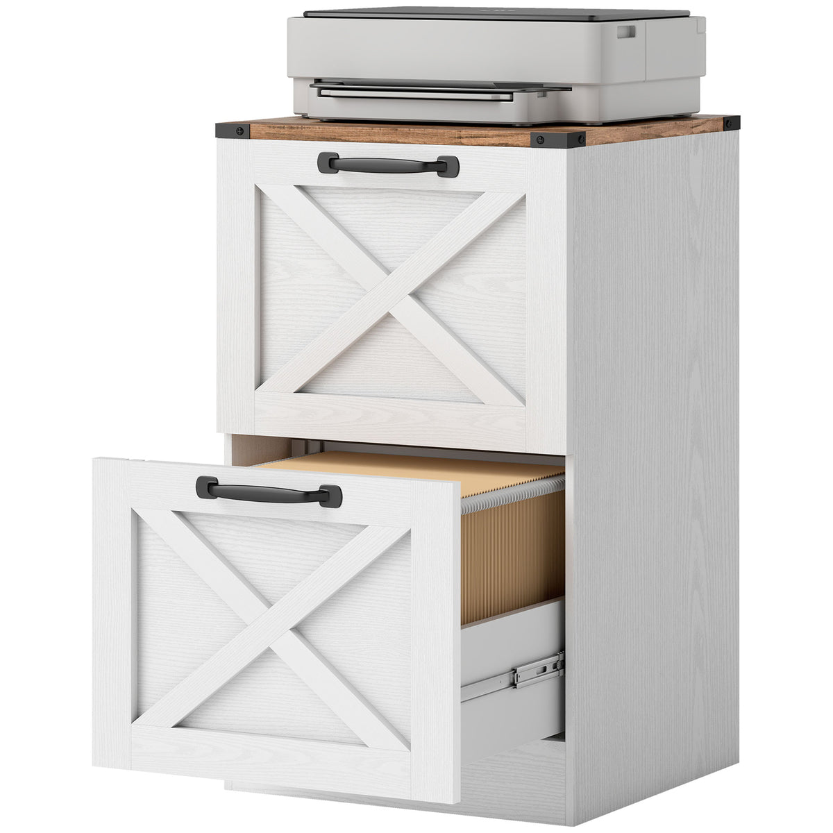 2 Drawer File Cabinet with Silent Slides, Vertical Farmhouse Filing Cabinet Fits Letter/A4 Size Home – view 8