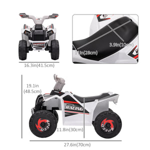 Aosom 6V Quad Kids Electric Car with Wear-resistant Wheels, for Boys and Girls Aged 18-36 Months