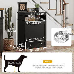 Pet Feeder Station Storage Cabinet, Dog Food Storage Container with Dog Raised Bowls, Watering Supplies, Gray