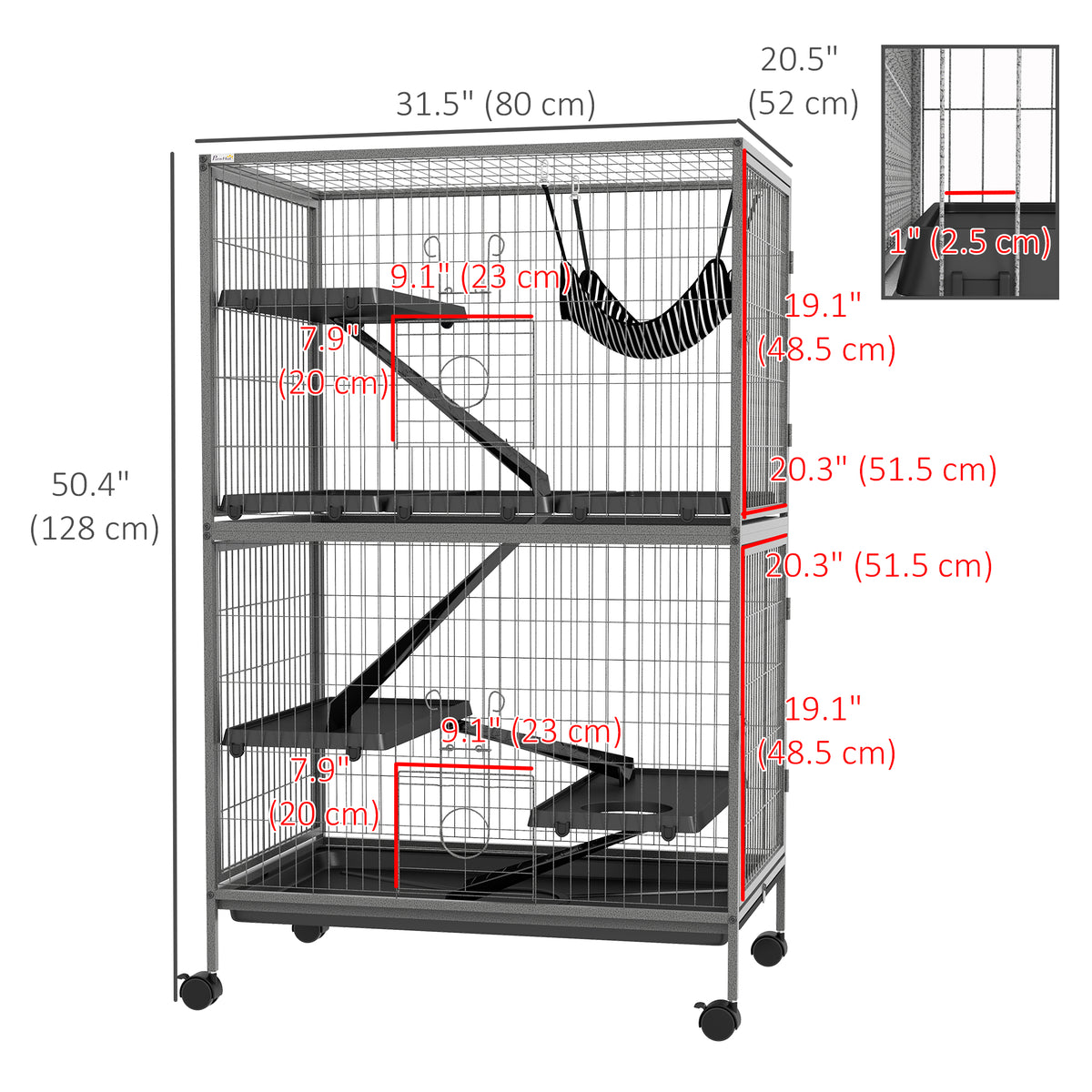 5-Tier Rolling Small Animal Cage, Deluxe Guinea Pig Cage, Ferret Cage for Mink Chinchilla Kitten Rabbit – view 9