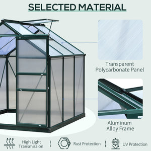 6.2' x 6.3' x 6.6' Clear Polycarbonate Greenhouse, Large Walk-In Green House Garden, Plants Grow, Galvanized Sheet  Frame w/ Slide Door