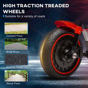 Aosom 6V Kids Motorcycle with Training Wheels, Foot Pedal, Headlight, Music, Forward/Reverse, Single-Button Start