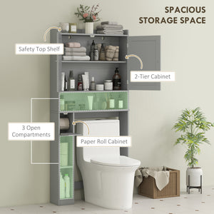 Modern Over the Toilet Storage Cabinet with 2 Doors, Above Commode Storage Cabinet with Toilet Paper – view 3