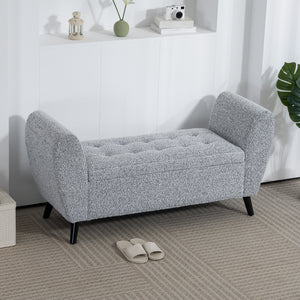 Upholstered Storage Bench with Arms, Modern Ottoman Bench for Bedroom, Entryway, and Living Room, Black – view 21