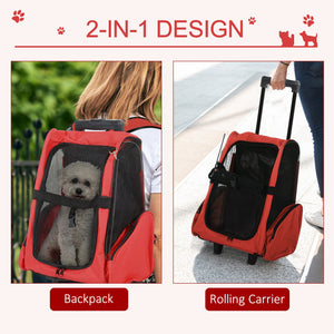 2-IN-1 Pet Luggage Box Backpack Carrier Cats Dogs w/ Handle, Rolling Wheel Grey – view 17
