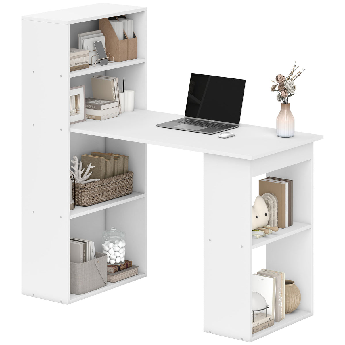 Modern Computer Desk with Storage Shelves, 47" Writing Table Workstation with Bookshelf for Home Office – view 15