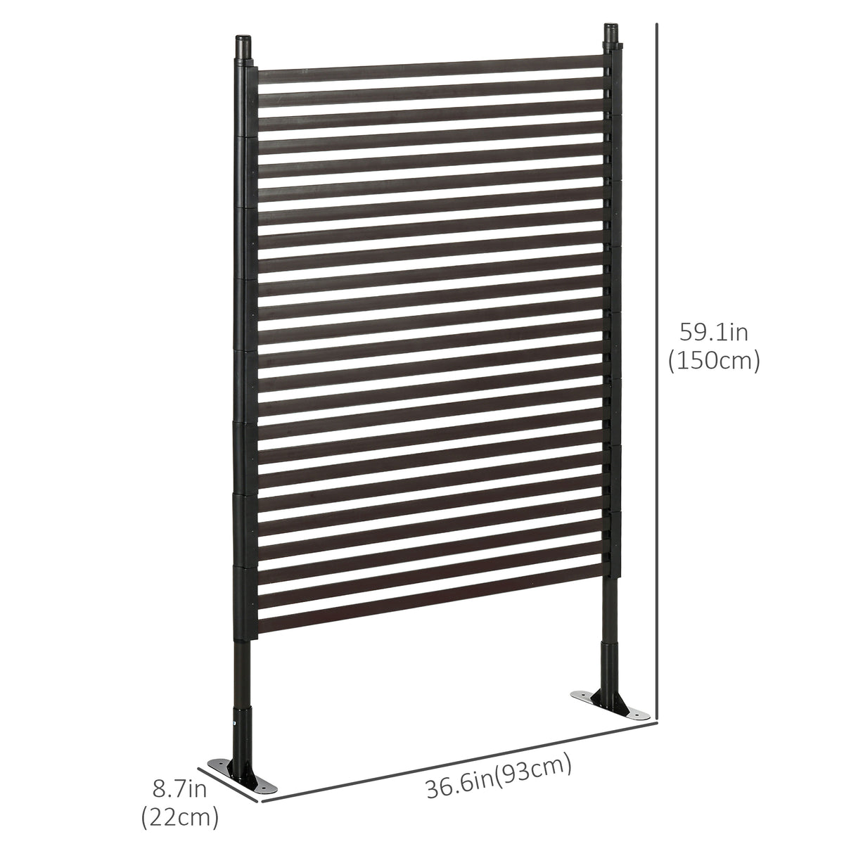 Picket Metal Garden Fence for Hard & Soft Ground, 5 ft(H) Standing Outdoor Fencing with Feet – view 3