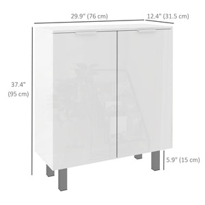 Shoe Cabinet, Shoe Storage Cabinet with Soft-Close Hinges and Adjustable Shelves, Holds 15-20 Pairs, High Gloss White