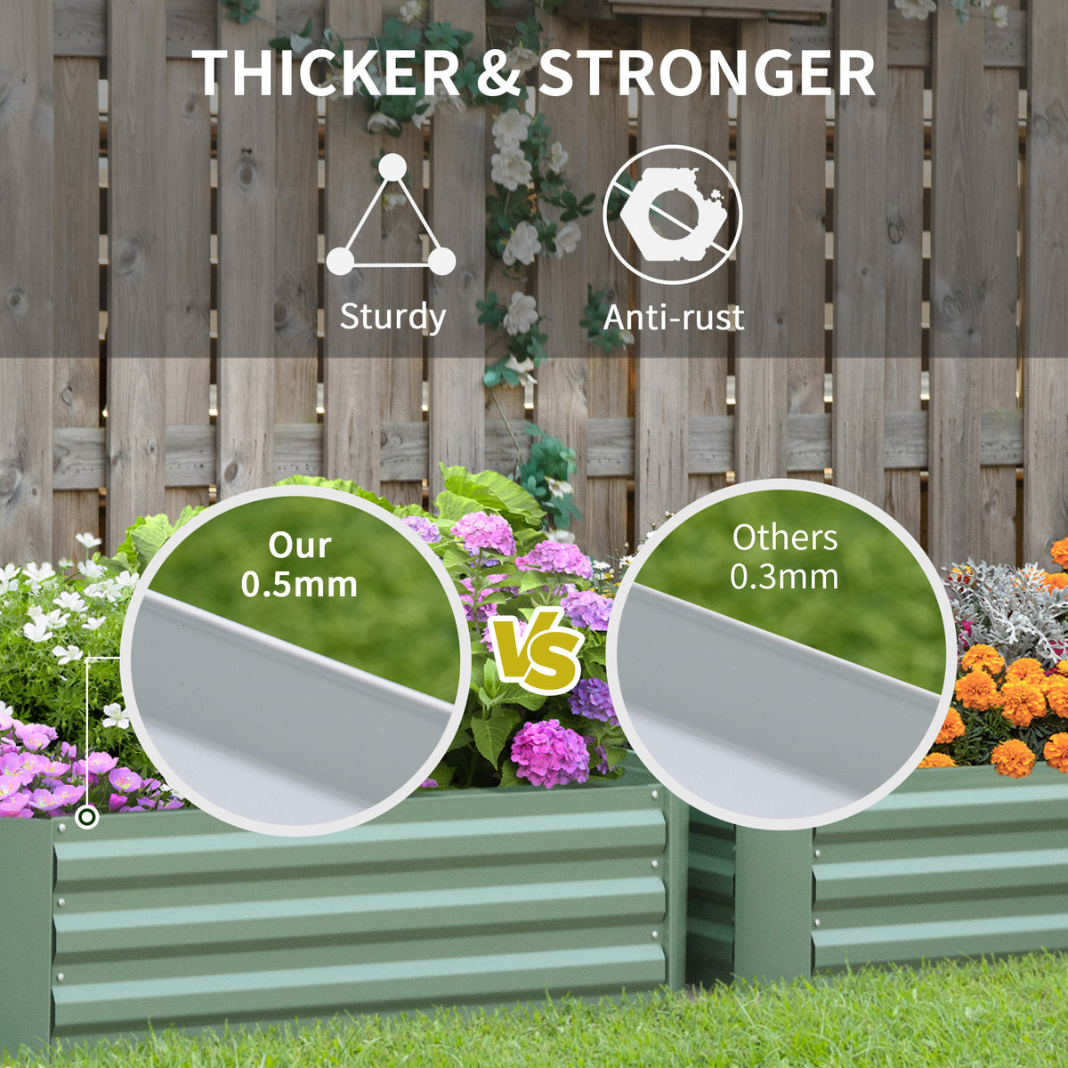 39" x 39" x 12" Set of 2 Raised Garden Bed, Elevated Planter Box with Galvanized Steel Frame for Growing – view 5